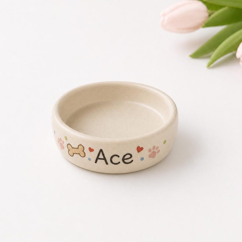 Personalized Ceramic Dog Bowl, Custom Pet Food Dish, Handmade Pottery, Custom Size Color