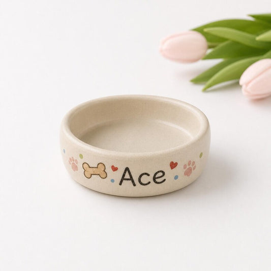 Personalized Ceramic Dog Bowl, Custom Pet Food Dish, Handmade Pottery, Custom Size Color
