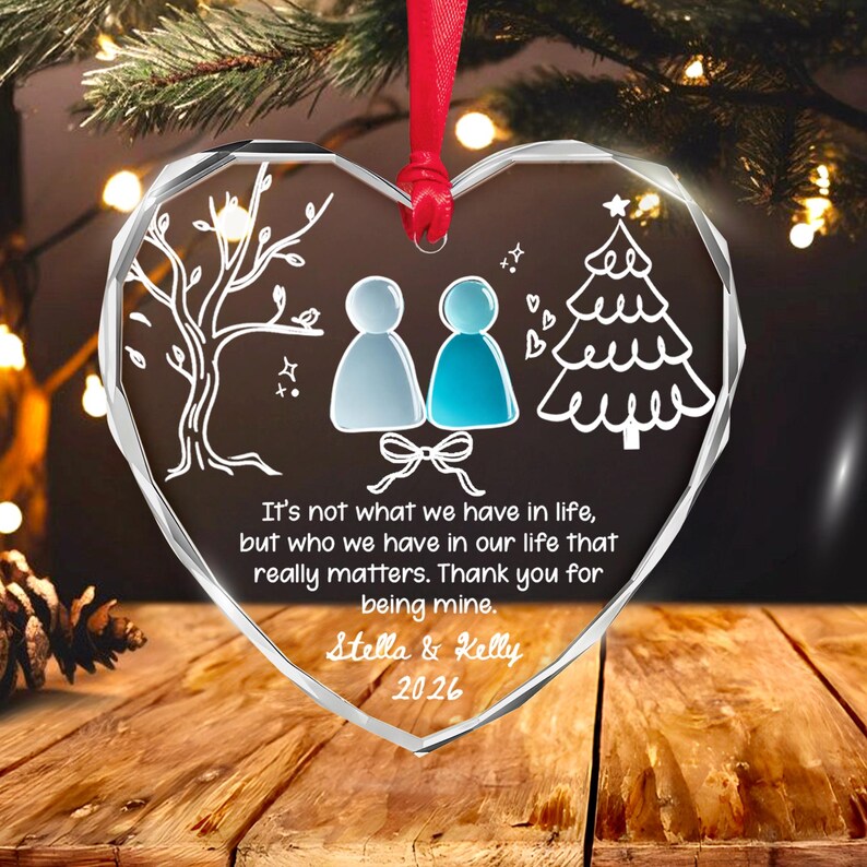 Personalized Friend Glass Ornament, Soulmate Friendship Keepsake