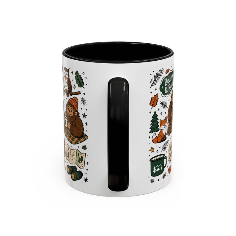 Sasquatch Book Club Mug, Bigfoot Coffee Mug, Funny Book Lover Gift, Reader Mug Gift, Cryptid Mug, Books and Campfires Mug, Forest Reads