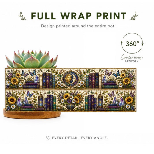 Crystal Sunflower Bookish Style Plant Pot, Sunflower Bookshelf Decor, Book Ends Cottagecore Reader Gift, Sunflower Library Decor