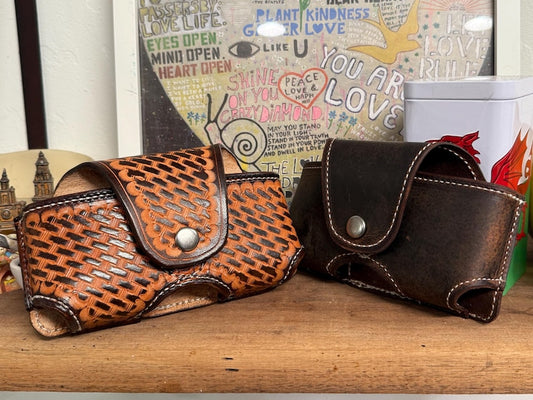 Leather Horizontal Phone Holster for Belt, Handmade Full Grain Case, Made in USA