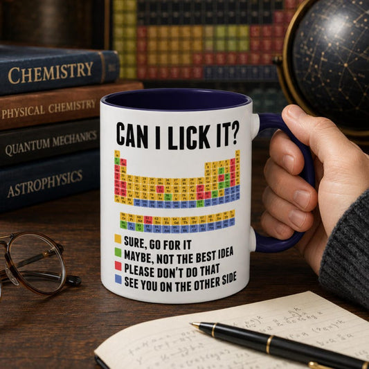 Funny Periodic Table Mug, Can I Lick It, Chemistry Science Teacher Cup (11, 15oz)
