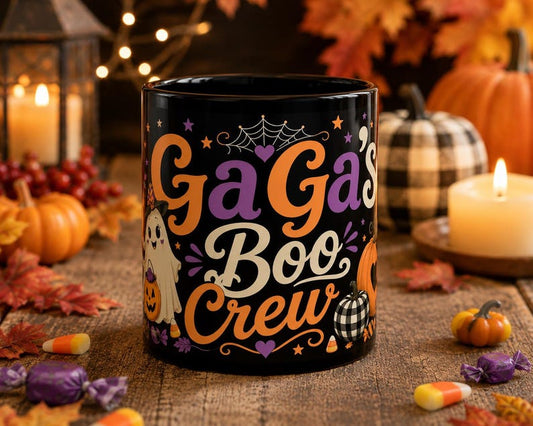 Halloween Boo Crew Mug for Grandma| Halloween Pumpkin Ghosts Spiderwebs
