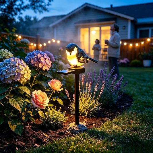 Cartoon Lan Bird Solar Lawn Light Front Walkway Outdoor Accent Lamp Ornament Gift