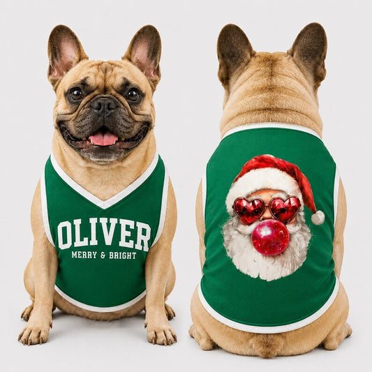 Personalized Christmas Pet Jersey, Santa Bubble Gum Dog Shirt, Ugly Christmas Dog Shirt, Xmas Dog Outfit, Pet Christmas Clothes, Pet Dad Mom