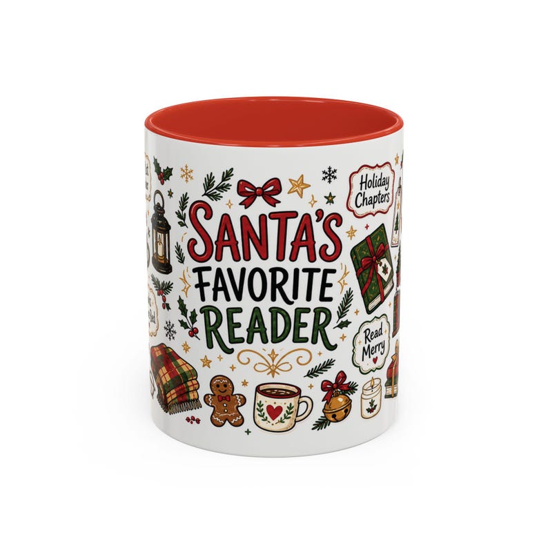 Santa's Favorite Reader Mug, Funny Bookworm Christmas Mug, Nice List Reader Gift, Cozy Book Lover Mug, Christmas Reading Mug