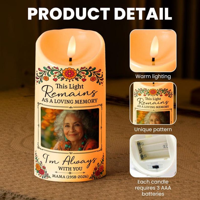 Personalized Day of Dead Pet Candle, Custom Photo Portrait Memorial Candle, Remembrance Gift
