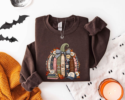 Gilmore Girls Pumpkin Book Fall Sweatshirt Stars Hollow Autumn Reading Crewneck Bookish Pullover Thanksgiving Coffee Lover Apparel