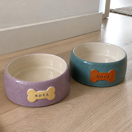 Personalized Ceramic Pet Bowl, Custom Name Dish, Handmade Cat Food Dish