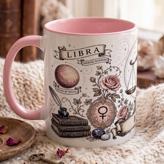 Personalized Libra Zodiac Mug, Custom Name Astrology Mug, Libra Birthday Gift, Vintage Zodiac Coffee Mug, Custom Sign Mug