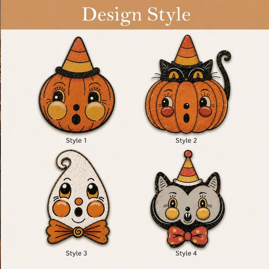 Vintage Halloween Wood Sign, Retro Black Cat Pumpkin Ghost Decor, Spooky Party Door Hanger, Cute Halloween Wall Art, Fall Porch Decor