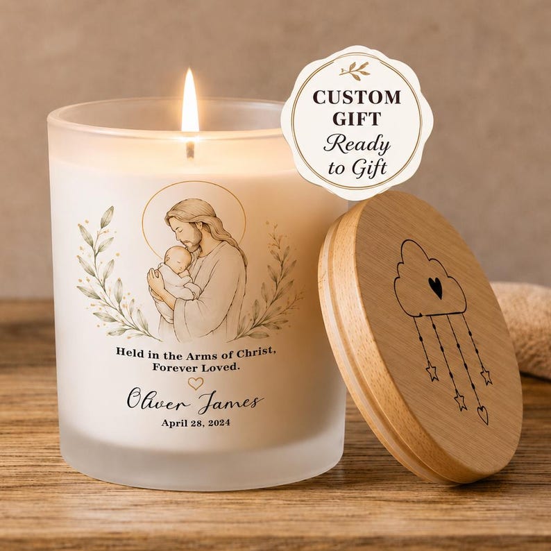 Personalized Christian Baby Memorial Candle - Custom Infant Loss Keepsake
