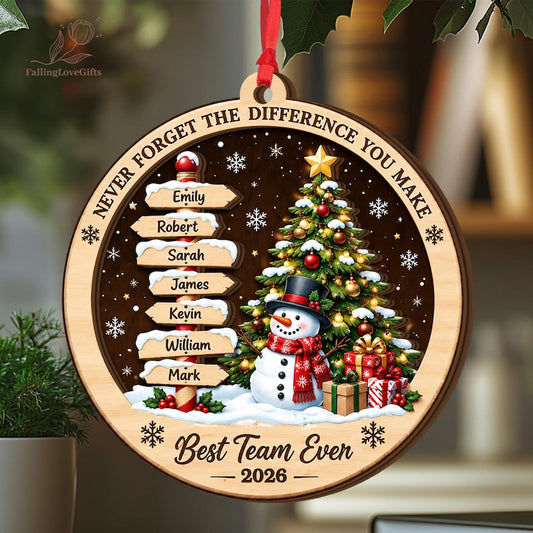 Personalized Team 2Layer Wooden Ornament, Custom Great Team Christmas Gift, Employee Coworker Appreciation 2026, Best Team Ever, Staff Gifts