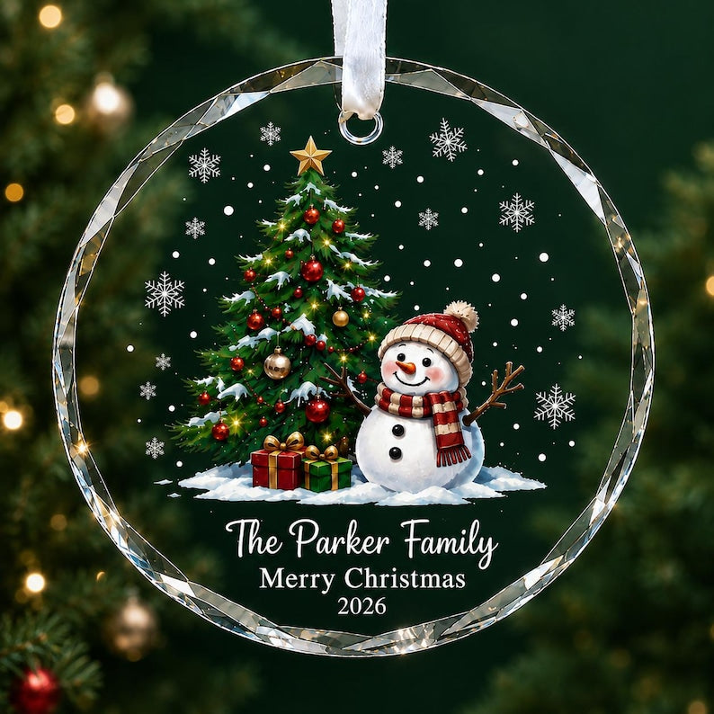 Personalized Family Christmas Ornament 2026, Custom Family Name Glass Ornament, Christmas Tree Decoration, Family Keepsake Gift