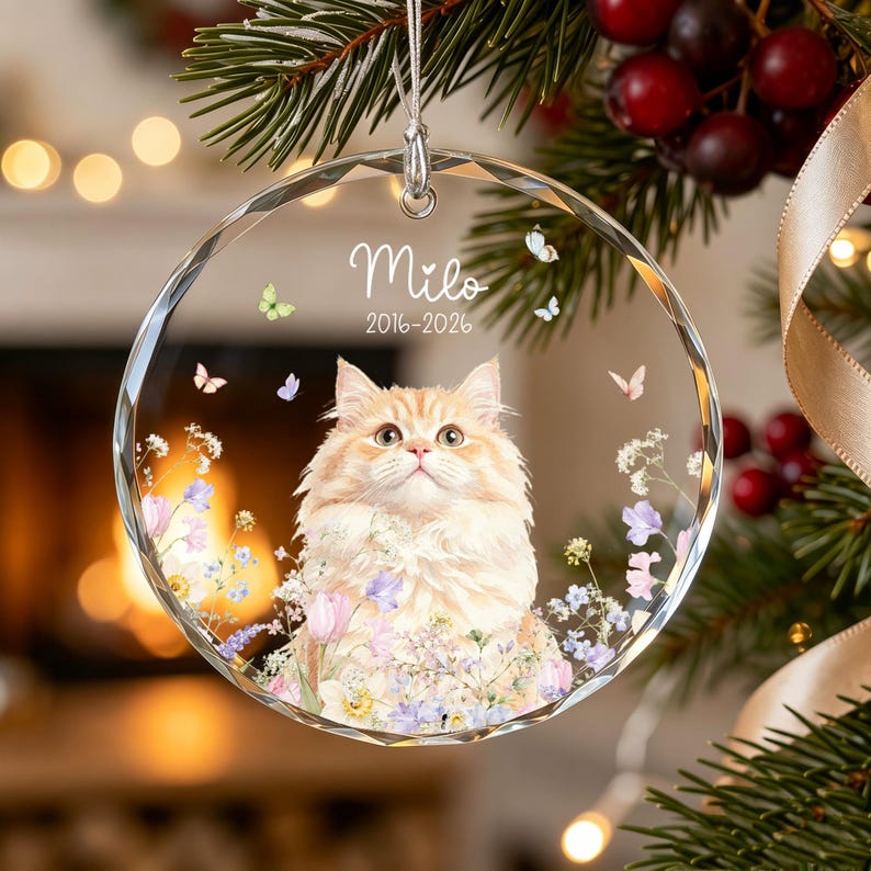 Custom Pet Ornament, Pet Photo Ornament, Cat Ornmant, Dog Ornament, Memorial Gifts Dog Mom Gift, Christmas Gifts for Pet, Pet Portrait Gifts