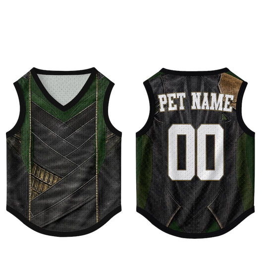 Custom Pet Superhero Jersey, Personalized Outfit for Dogs Cats, Inspired Loki Avengers Pet Mess Jersey Name Number Sportswear Pet Jersey