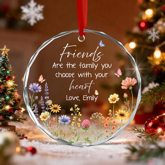 Personalized Friend Glass Ornament, Friendship Family Anniversary Keepsake