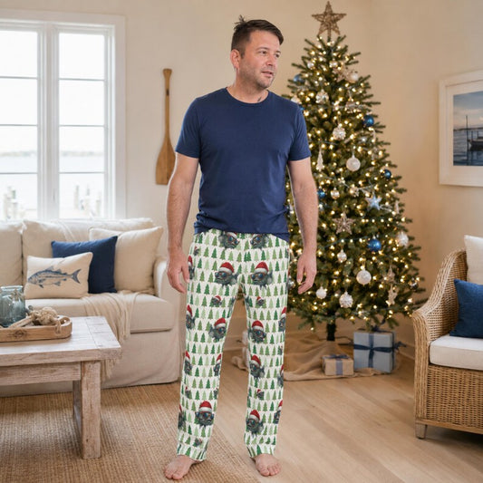 Bass Fishing Pajama Pants for Men, Funny Christmas Pajamas, Fisherman Gift for Husband Dad or Grandpa