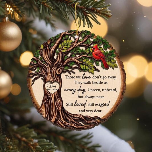 Cardinal Memorial Ornament, Dad Mom Memorial Ornament Wooden 2 layered, In Loving Memory Christmas Ornament, Remembrance Gift Sympathy Gift