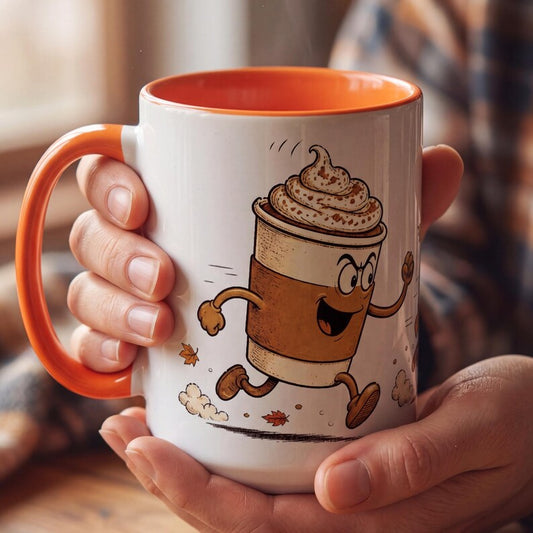 Funny Pumpkin Spice Mug, Retro Cartoon Coffee Mug, PSL Lover Gift, Funny Fall Coffee Mug, Autumn Cartoon Mug, Halloween Gift Mug