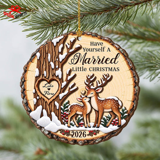Custom Deer Couples Christmas Wood Ornament, Custom Deer Ornament, Deer Couple Hunting Gifts, Couple Christmas Ornament, Gift for Couples