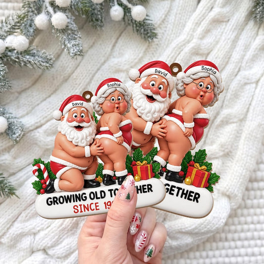 Personalized Couple Acrylic Ornament, Growing Old Together Christmas Keepsake, Custom Names and Year Anniversary Gift