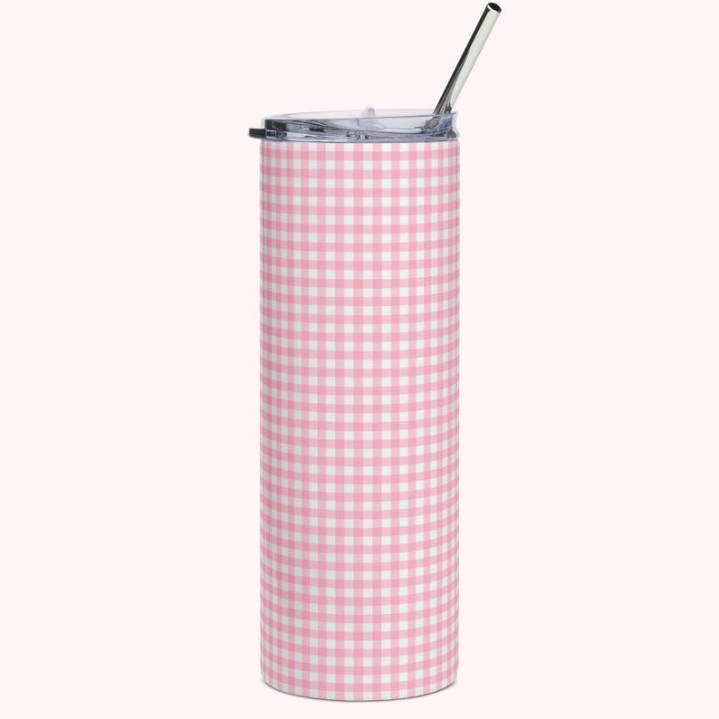 Insulated Polka Dot Water Bottle 20oz Stainless Steel Travel Tumbler with Reusable Metal Straw