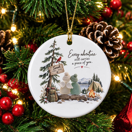 Camping Buddy Memorial Ornament, Personalized Camping Friend Gift, Adventure Remembrance Keepsake, Christmas Memorial Ornament