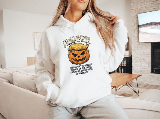 Anti Trump Trumpkin Hoodie, Funny Halloween Political Hoodie, Orange On The Outside Pullover, Anti Trump Election Gift