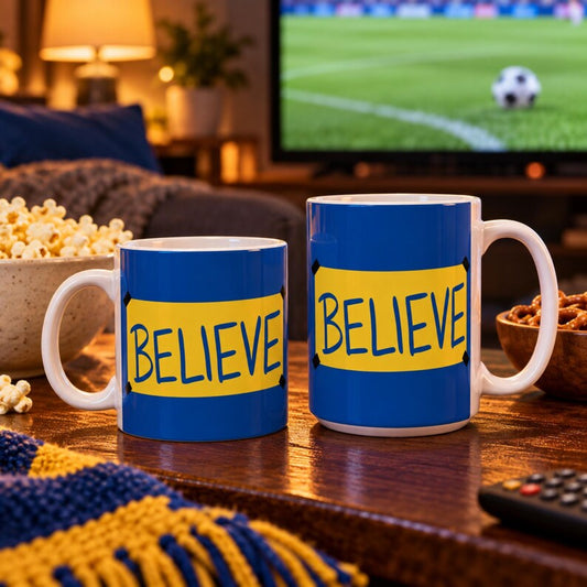 Believe Sign Coffee Mug, Inspirational Sports Poster, Motivational Quote (11oz, 15oz)