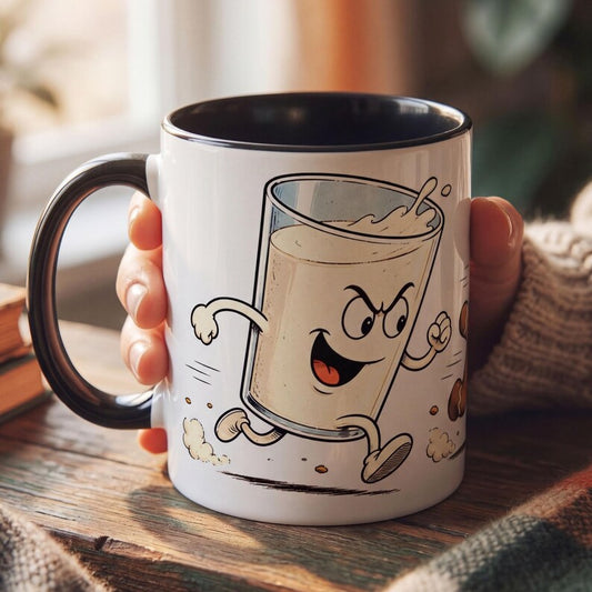 Funny Christmas Mug, Gingerbread Cartoon Coffee Mug, Retro Holiday Mug, Milk and Cookies Gift, Funny Xmas Coffee Mug, Stocking Stuffer
