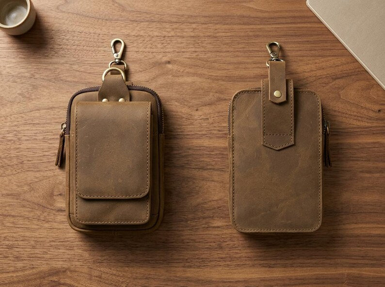 Leather Phone Pouch, Genuine Leather Belt Pouch, Phone Holster, Leather Waist Bag, Leather Belt Bag, Phone Belt Holder, Leather Hip Pouch