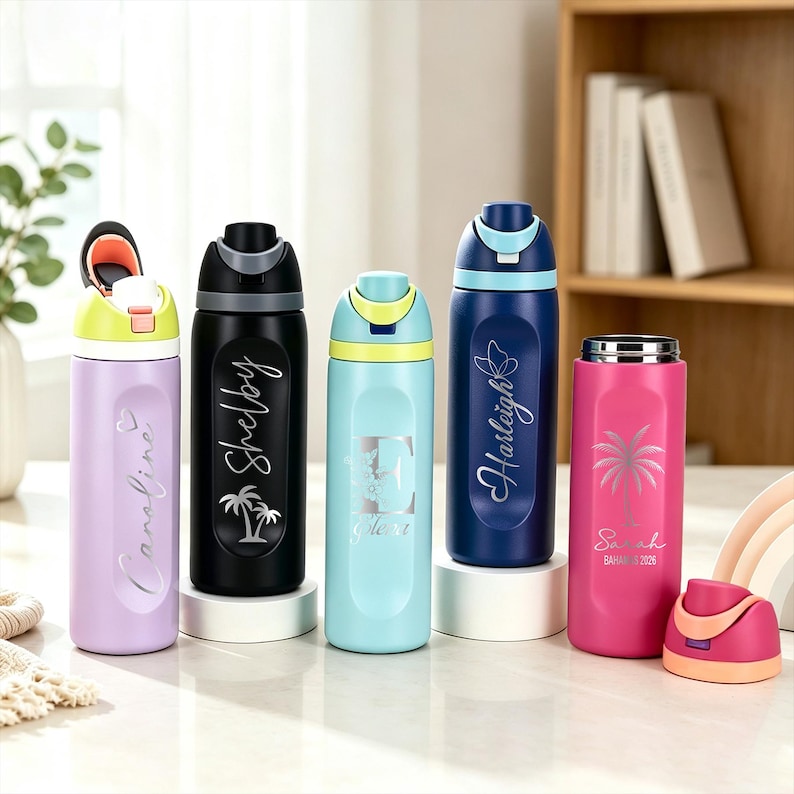 Personalized Water Bottle, Insulated Tumbler, Stainless Steel bottles, Bridesmaid Tumblers, Travel Gift, Custom Name Engraved FF1604