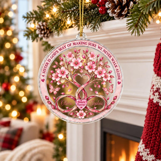 Personalized Sisters Acrylic Ornament: Custom Names Tree of Life Keepsake, Sister Friendship Christmas Gift, Best Friend Decor