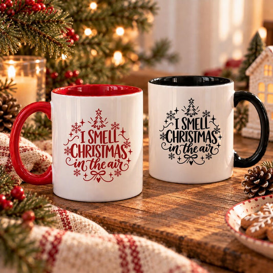 Christmas Accent Mug, I Smell Christmas Mug, Festive Holiday Coffee Cup, Christmas Gift for Coffee Lovers