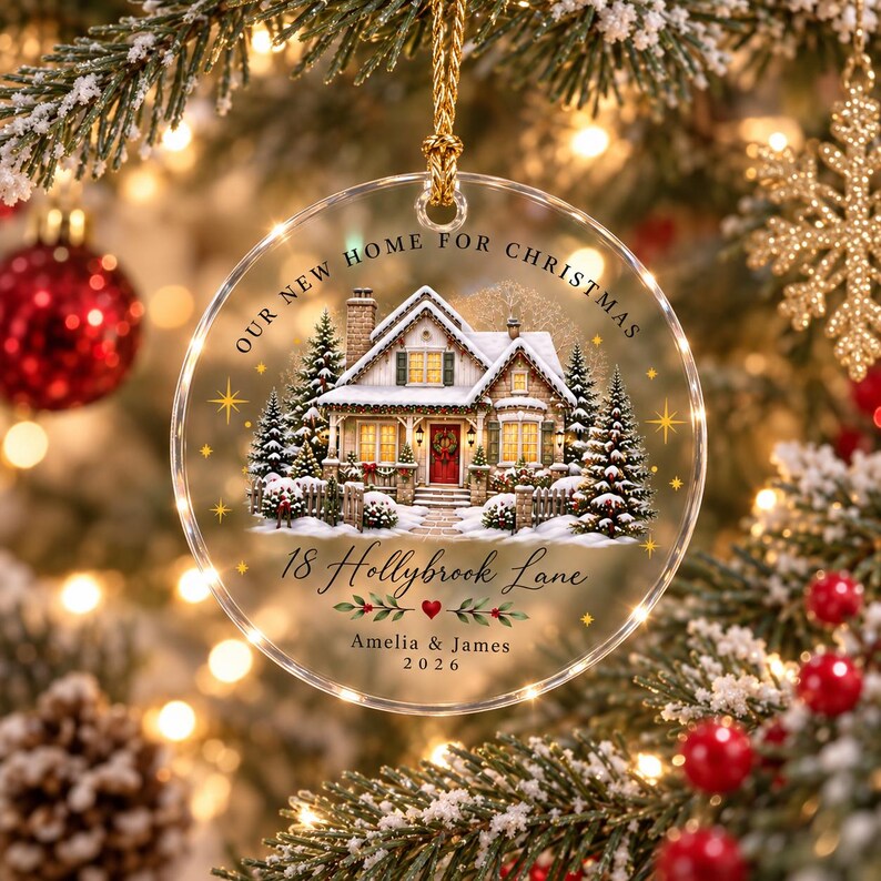 Personalized New Home Ornament, First Christmas in Our New Home, Custom Name & Address Christmas Keepsake, Housewarming Gift 2026