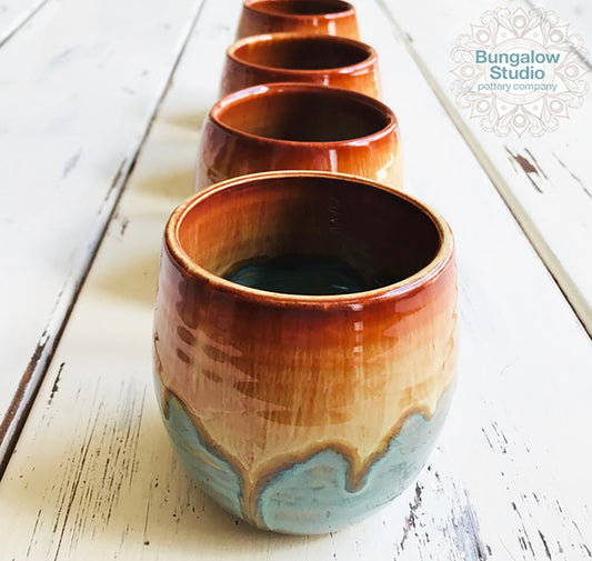 Ceramic Wine Tumbler, Stemless Wine Glass, Pottery Cups