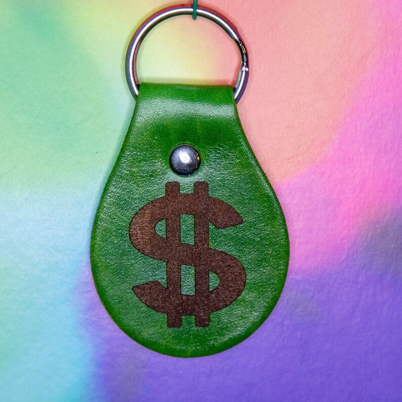Leather Dollar Sign Keychain