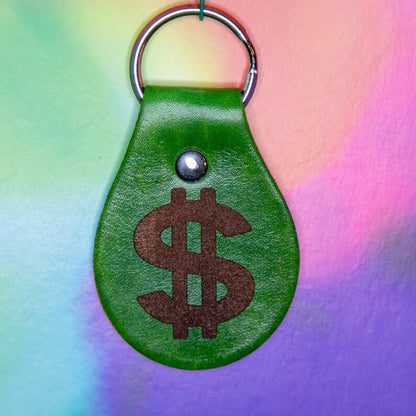 Leather Dollar Sign Keychain