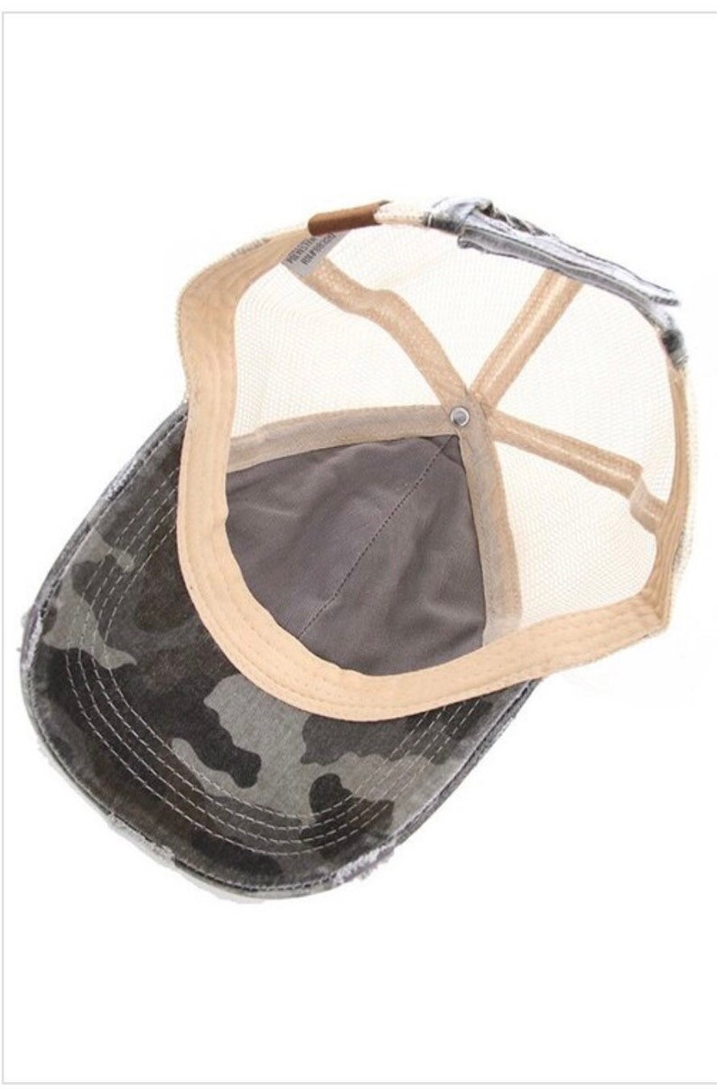 Mama Chenille Patch Camo Hat - Distressed Camouflage Cap
