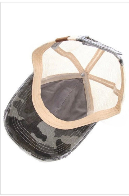 Mama Chenille Patch Camo Hat - Distressed Camouflage Cap