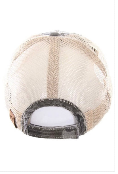 Mama Chenille Patch Camo Hat - Distressed Camouflage Cap