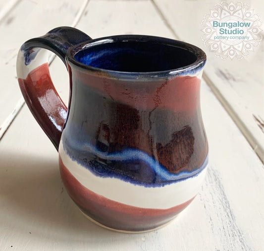 Ceramic Mug, Patriotic mug, Pottery mug in handmade, Ceramic drinking mug