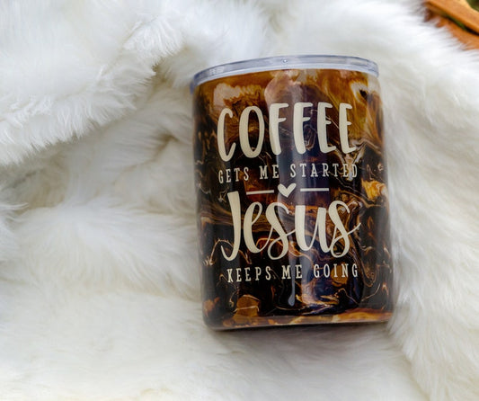 Coffee and Jesus Epoxy Tumbler - Coffee Swirl - 12oz - 20oz - 30oz