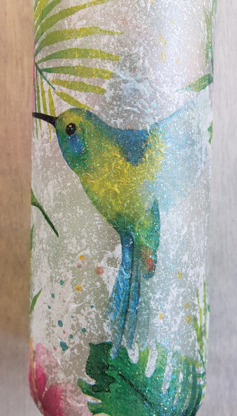Hummingbird Bottle Lamp | Handmade LED Glass Bottle Light | Bird Lover Gift | Nature Home Decor