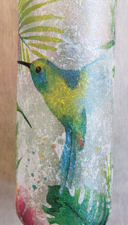 Hummingbird Bottle Lamp | Handmade LED Glass Bottle Light | Bird Lover Gift | Nature Home Decor