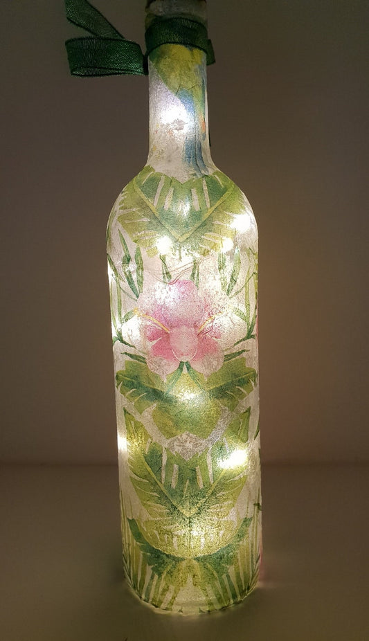 Hummingbird Bottle Lamp | Handmade LED Glass Bottle Light | Bird Lover Gift | Nature Home Decor