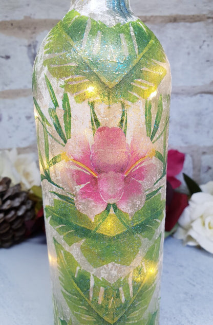 Hummingbird Bottle Lamp | Handmade LED Glass Bottle Light | Bird Lover Gift | Nature Home Decor