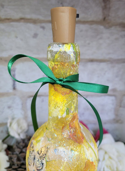 Daffodil Bottle Lamp | Upcycled Floral Light for Home  | Wildflower Gift